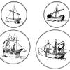 Graphically enhanced images of trading and inshore fishing craft which feature on the “Martin Map” of c. 1580, showing the local coastline from Pakefield to Gorleston - Suffolk Archives (Ipswich), Acc. No. 368.