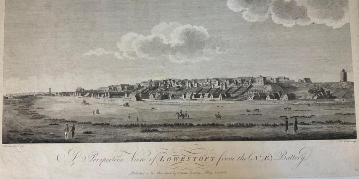 A perspective view of Lowestoft from the N. E. Battery by J. Cole, 1790