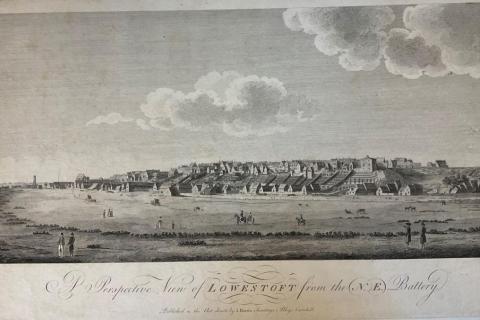A perspective view of Lowestoft from the N. E. Battery by J. Cole, 1790