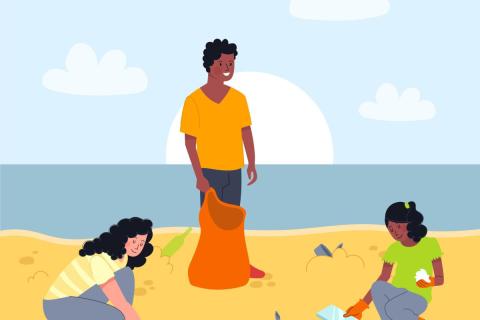 clipart image beach clean-up