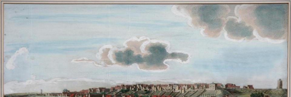 A panoramic view of Lowestoft, taken by Richard Powles from the North-east Gun Battery in 1790