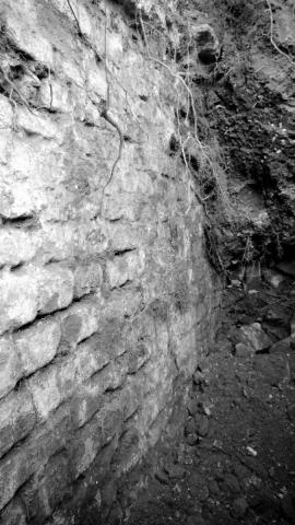 Section of 14th century wall found below ground during 2013 on the plot of the former No. 1 High Street