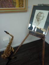 John Reay self-portrait and saxaphone
John Reay self-portrait and saxaphone