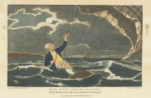 An original water-colour of John Money and his balloon in the North Sea’s waters was produced by Philip Reinagle. This was turned into an engraving, which was then printed in both colour and monochrome for general circulation. The image is accurate in its portrayal of the balloon’s lines and the gondola’s boat-shape. An original water-colour of John Money and his balloon in the North Sea’s waters was produced by Philip Reinagle. This was turned into an engraving, which was then printed in both colour and monochrome for general circulation. The image is accurate in its portrayal of the balloon's lines and the gondola’s boat-shape.